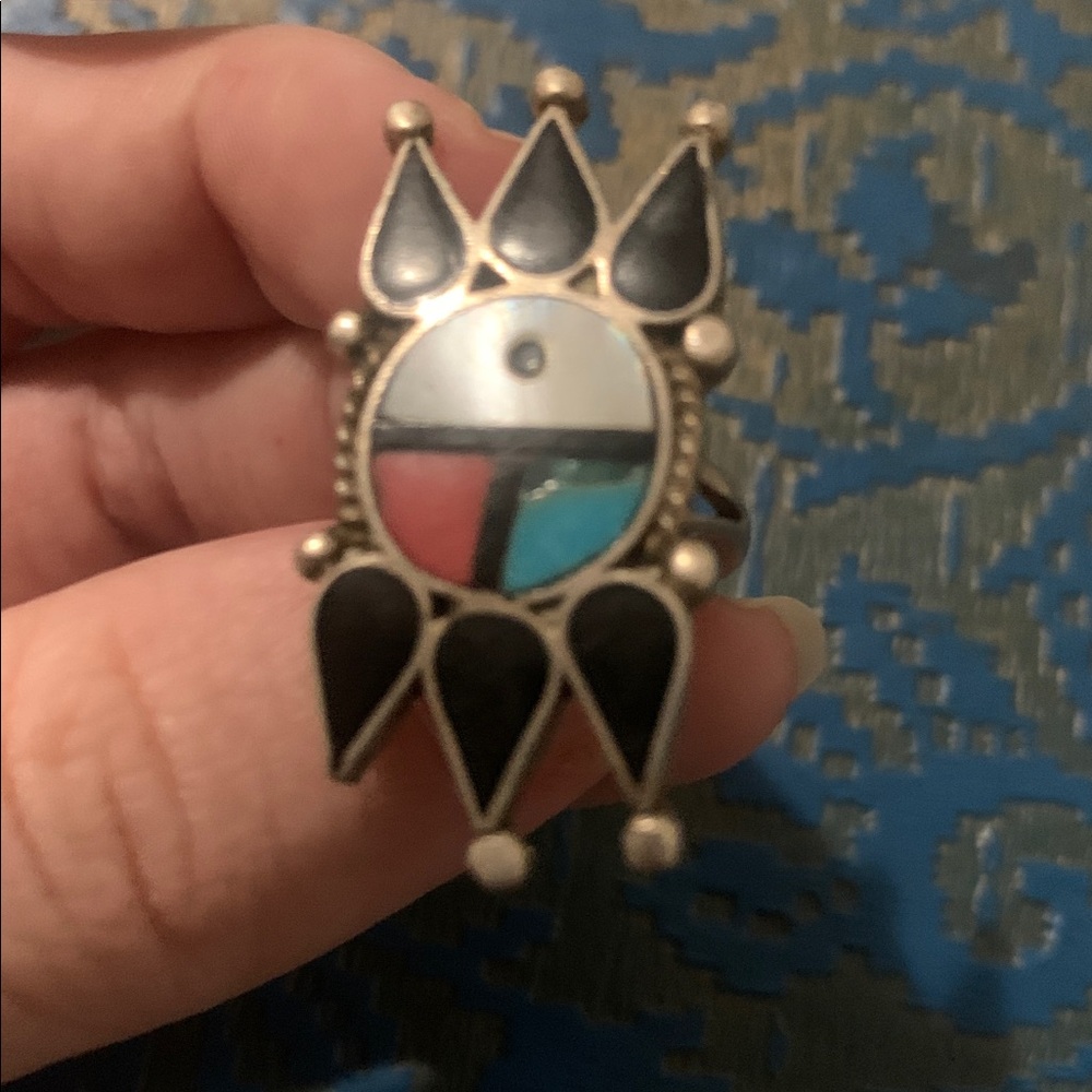 Vintage Native American Sterling Silver Multicolo… - image 7